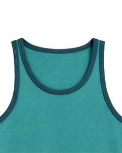 Custom Blue Contrast Trim <b>Men</b> Tank Top Sleeveless Cotton Vest Solid Color Casual Summer Gym Workout Fitness <b>Singlet</b> Breathable - Product Image 4