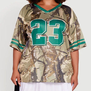 Maillot de football tendance pour femme, personnalisé, surdimensionné, en maille camouflage, col en V, sublimation, OEM, marque privée, fournisseur de vêtements streetwear - Product Image 1