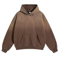 Sweat à capuche d'hiver délavé à l'acide, personnalisé, unisexe, avec logo imprimé vintage, effet vieilli, sportif, à manches longues, en coton molletonné surdimensionné