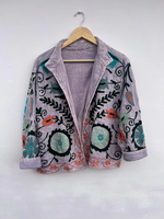 Veste Suzani brodée de fleurs TNT |   Manteau réversible en coton biologique écologique pour l'hiver, taille plus |   Cadeau vintage pour elle