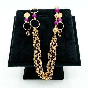 Conjunto de Collar Mala de Plata 925 con Cuentas de Rubí y Cadena Multicapa para Mujer, Pendientes de Diseño, Joyería Tradicional - Product Image 1