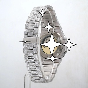 RUDRA JEWELS WATCHES นาฬิกาสแตนเลสสตีลสุดหรู โมอิสซาไนต์ กลไกจักรกล สปอร์ต สง่างาม วินเทจ คริสตัลทรงสี่เหลี่ยม - Product Image 4