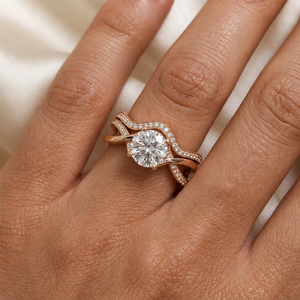 VBSR-236 Bague de Fiançailles en Platine 950 3.22CT Couleur E Pureté VS1, Ensemble de Bagues de Mariage avec Diamant de Laboratoire Rond de 3CT et Alliance Assortie - Product Image 1