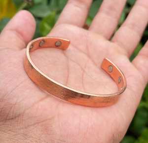 Bracelet jonc magnétique artisanal en cuivre pur, style antique, en métal massif, plat et uni, bijou de guérison pour hommes et femmes, OEM - Product Image 4