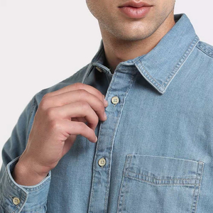 Camisa de Mezclilla para Hombre de la Mejor Calidad, Diseño Único, Color Personalizado, Manga Corta, Estilo Moderno y Vintage - Product Image 5