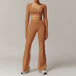 Conjunto Deportivo para Mujer, Brasier Deportivo Sin Costuras y Pantalones Cortos de Cintura Alta, Transpirable, de Secado Rápido, Ajustado, Color Sólido, Spandex y Poliéster - Product Image 3