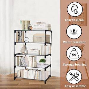 Modern 4 Tier Metal <b>Bookcase</b> Freestanding Space Saving Shelf For Home Office <b>Living</b> <b>Room</b> Furniture - Product Image 4