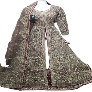 Salwar Kameez traditionnel indien pakistanais en soie pour femmes, robe de mariée brodée longue jusqu'au sol, coupe ample, toutes saisons - Product Image 1