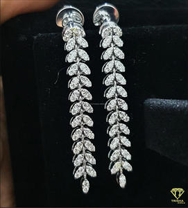 Moissanite Diamond Leaf Drop Earrings In 925 Sterling <b>Silver</b> Luxury Dangle Jewelry For Women - Product Image 4