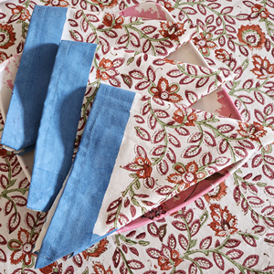 Mantel de mesa naranja con estampado de bloques, hecho a mano en algodón, para mesa de comedor, fabricante mayorista de la India. - Product Image 5