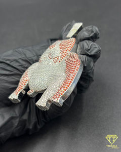 Pendentif Bouledogue Iced Out en Moissanite Rouge et Blanche, Collier de Luxe Hip Hop avec Breloque Animale - Product Image 6