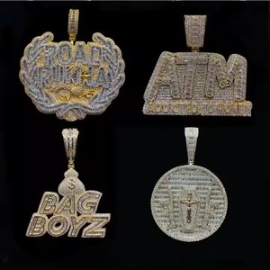 Pendentif de luxe plaqué or blanc style hip-hop avec une nouvelle finition et des détails inspirés de la mode brillante - Product Image 4