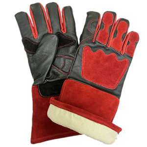 Gants de soudage en cuir de haute qualité, rouge et noir, longueur coude, isolés thermiquement, style sportif d'hiver pour l'extérieur, non doublés, usage quotidien HARAZ - Product Image 6