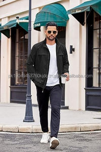 Blouson aviateur décontracté léger en satin pour homme avec col montant brodé Manteau softshell zippé pour l'automne Vêtements d'extérieur - Product Image 4