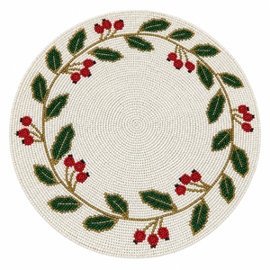 Beaded Placemat Round <b>Glass</b> Bead <b>Table</b> <b>Mat</b> Floral Botanical Dining <b>Table</b> Decor for Home Wedding Party Dinner <b>Table</b> |Elegant Chic - Product Image 1