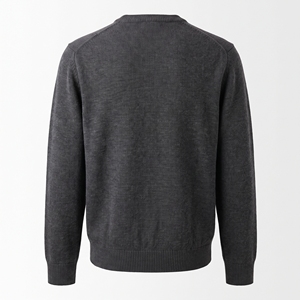 Pull d'hiver à col rond pour homme en mélange acrylique respirant, manches longues, couleur unie, anti-boulochage - Product Image 5