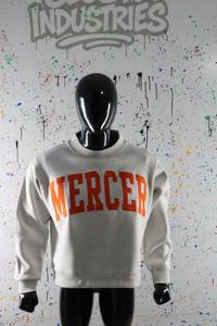 MERCER HEATHER GREY <b>Mock</b> <b>Neck</b> Sweatshirt 100% ORANGE Applique Embroidery wide <b>neck</b> Sweatshirt Finer Threads - Product Image 2