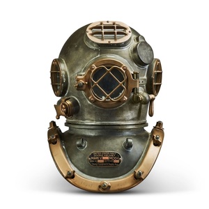 Casco de buceo vintage de metal para aguas profundas, máscara de buceo decorativa histórica, casco náutico antiguo para exhibición marítima - Product Image 5