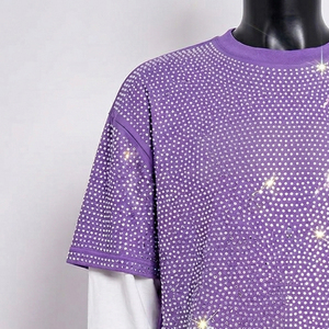 Camisetas de doble capa con pedrería para hombre, 100% poliéster y algodón, cuello redondo, 2 en 1, camisetas de manga corta con pedrería para hombre, camiseta de verano con pedrería. - Product Image 5