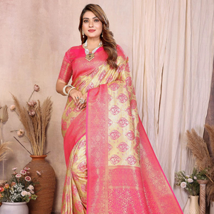 Modern Banarasi <b>Tissue</b> Silk Saree for Women-Party <b>Wedding</b> Diwali Occasions - Product Image 1
