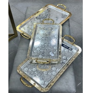 Plateau de service en métal plaqué, plat décoratif pour centre de table de mariage, vaisselle de restauration hôtelière, fournisseur en gros en Inde - Product Image 6