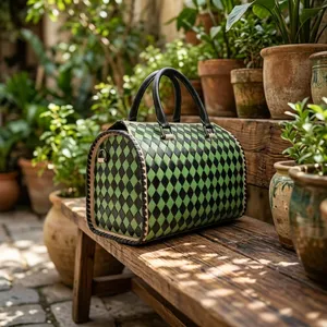 Sac à main de luxe en cuir pour femme, style vintage, motif losanges, grande capacité, avec double anse chaîne - Product Image 4