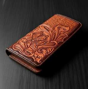 Cartera de Mano de Cuero Genuino Vintage Hecha a Mano, Color Sólido, Diseño Floral Bordado, Bolso Unisex, Accesorio de Uso Diario - Product Image 3