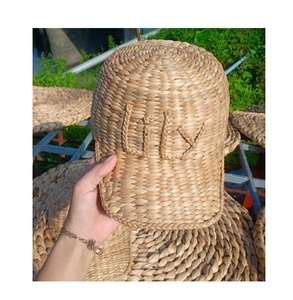 Chapeau de jacinthe d'eau naturelle traditionnelle chapeau de jonc de mer avec ruban de Logo pour sport ski voyage maison fête mariage pêche usage décontracté - Product Image 3