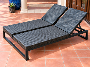 Modern <b>Outdoor</b> Sun Lounger PE Rattan Dual <b>Reclining</b> <b>Chair</b> Tapered Leg Armless Contemporary Design - Product Image 6