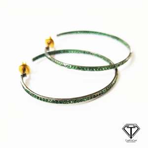 Boucles d'oreilles en argent sterling avec émeraudes, bijoux fins faits à la main, style moderne - Product Image 4