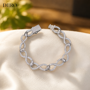 Custom 925 Sterling Silver Unisex <b>Bracelet</b> Iced Out <b>Infinity</b> Tennis Moissanite Round Brilliant Cut Diamond <b>Bracelet</b> - Product Image 1