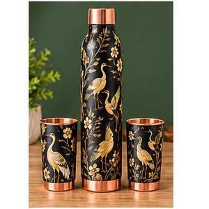 ชุดขวดน้ำทองแดงลายดอกบัว พกพาสะดวก เหมาะสำหรับเป็นของขวัญทางธุรกิจ - Product Image 5