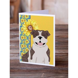 Summer Sunflowers Brindle Bulldog anglais Cartes de vœux Pack 8 Lunatique A7 Taille 5x7 Cartes vierges avec enveloppes - Product Image 2