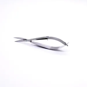 Tijeras Profesionales para Pestañas con Logotipo Personalizado, Pequeñas, con Resorte, para Extensiones, Inclinadas, de Acero Inoxidable con Recubrimiento de Polvo Negro y Chapado en Oro - Product Image 3