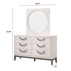 1pc comò contemporaneo con Design unico legno massello 6 cassetti camera da letto mobili Beige bianco finitura - Product Image 6