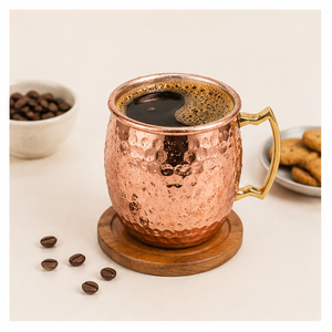 Ensemble de mugs Moscow Mule en cuivre pur 100% artisanal, design baril martelé, tasse à bière en cuivre massif pour bar à cocktails, personnalisable - Product Image 4