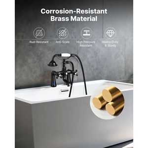 Rubinetto Vintage per Vasca da Bagno con Piedini in Bronzo Oliato, Montaggio su Bordo Vasca, Doccia a Mano, Superficie Spazzolata - Product Image 5