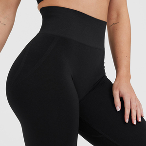 <b>Hot</b> Sale Comfortable Women's Sport <b>Legging</b> High Waist Knitted Fabric for Workout with Logo at Waist Latest Style Breathable - Product Image 5