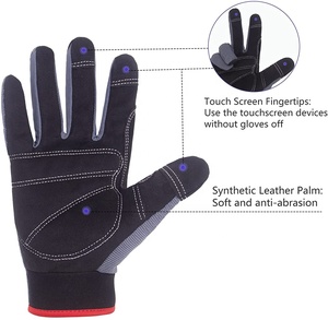 Guantes mecánicos de alta calidad con logotipo personalizado, venta al por mayor, guantes mecánicos de trabajo de seguridad de impacto de cuero, OEM - Product Image 3