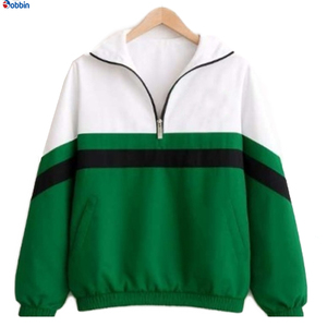 Chaqueta Cortavientos de Alta Calidad para Mujer, Estilo Racer, Verde y Blanco, Bloques de Color, Manga Larga, Cremallera, Capucha, Reversible, Ecológica, de Seda - Product Image 1