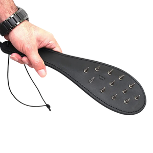 Cowhide <b>Leather</b> Belting Paddle with <b>Riveted</b> Handle for Strong Impact BDSM Play - Product Image 5