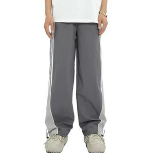 Pantalon de survêtement évasé vintage 2026 pour homme avec logo personnalisé, rayures droites et courbes, en nylon, coupe coupe-vent, OEM - Product Image 5