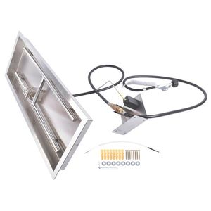 Kit Bruciatore per Braciere in Acciaio Inox 30x10 Pollici, Rettangolare per Interni/Esterni - Product Image 5