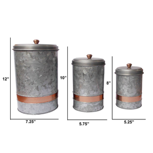 Conteneur de stockage alimentaire en métal galvanisé avec couvercle, forme ronde, pour cuisine, thé, aliments, fait main, en gros - Product Image 6