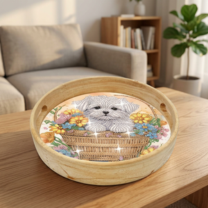 Cute Dog Flower Serving Wooden Tray Kitchen Appetizer Platter Adorable <b>Pet</b> Home Decor Nature-Inspired Decor - Product Image 1