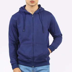 Sweat-shirt à capuche zippé intégral en molleton 100% coton de haute qualité, couleur unie, coupe classique décontractée pour homme - Product Image 2
