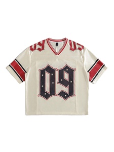 Maillot de football américain personnalisé en strass pour femme, coupe oversize, blanc, en maille, col en V, scintillant, brillant, streetwear d'équipe, OEM/ODM - Product Image 4