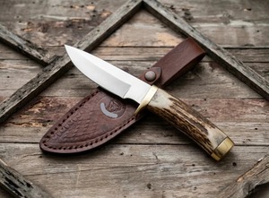 Couteau à Découper à Lame Pointue avec Manche en Bois de Cerf, Lame en Acier Inoxydable de 0,35 mm d'Épaisseur, Longueur Totale de 6 Pouces, Étui en Cuir - Product Image 2