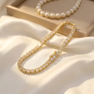 กำไลข้อมือเพชรทรงกลมสุดหรู ดีไซน์ทันสมัย ชุบทอง 14k ได้รับการรับรองจาก IGI ของขวัญเครื่องประดับแฟชั่นสุดหรูสำหรับเธอ - Product Image 2