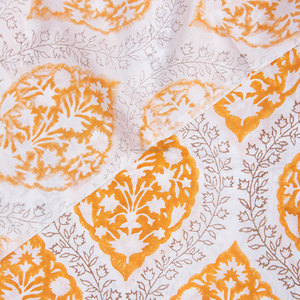 Mughal Floral Hand Block Pattern Design Versatile Organic Cotton Fabric for <b>Curtains</b> Car Covers Boy's Shirts Crafts Bags Girls - Product Image 3